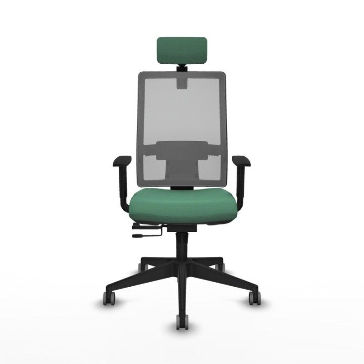 Horna traslack malla gris bali verde esmeralda brazos 1D base piramidal cabecero 2D ruedas 65mm engomadas