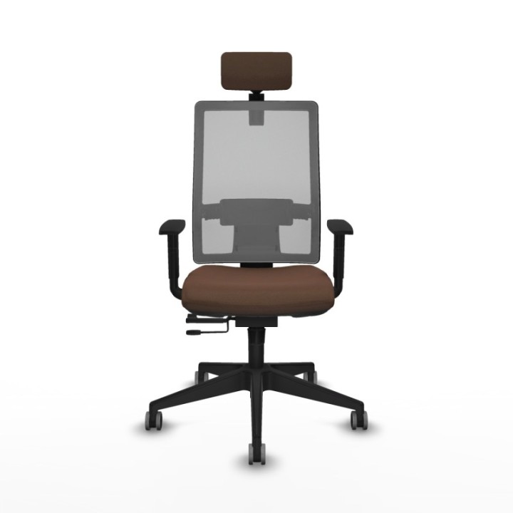 Horna traslack malla gris bali marrón oscuro brazos 1D base piramidal cabecero 2D ruedas 65mm engomadas