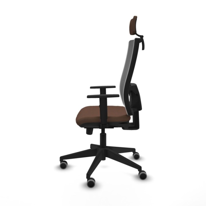 Horna traslack malla gris bali marrón oscuro brazos 1D base piramidal cabecero 2D ruedas 65mm engomadas