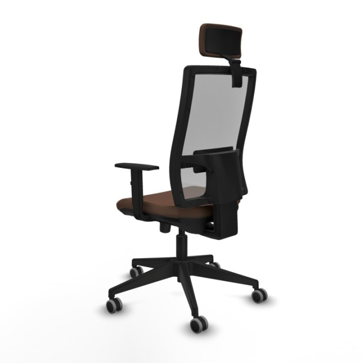 Horna traslack malla gris bali marrón oscuro brazos 1D base piramidal cabecero 2D ruedas 65mm engomadas