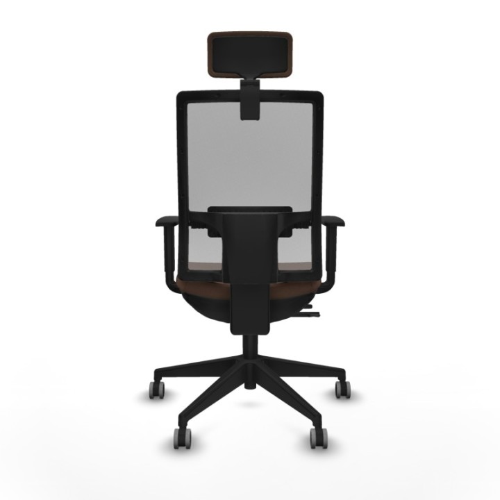 Horna traslack malla gris bali marrón oscuro brazos 1D base piramidal cabecero 2D ruedas 65mm engomadas