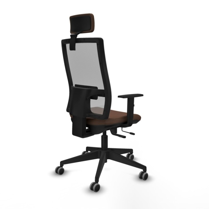 Horna traslack malla gris bali marrón oscuro brazos 1D base piramidal cabecero 2D ruedas 65mm engomadas