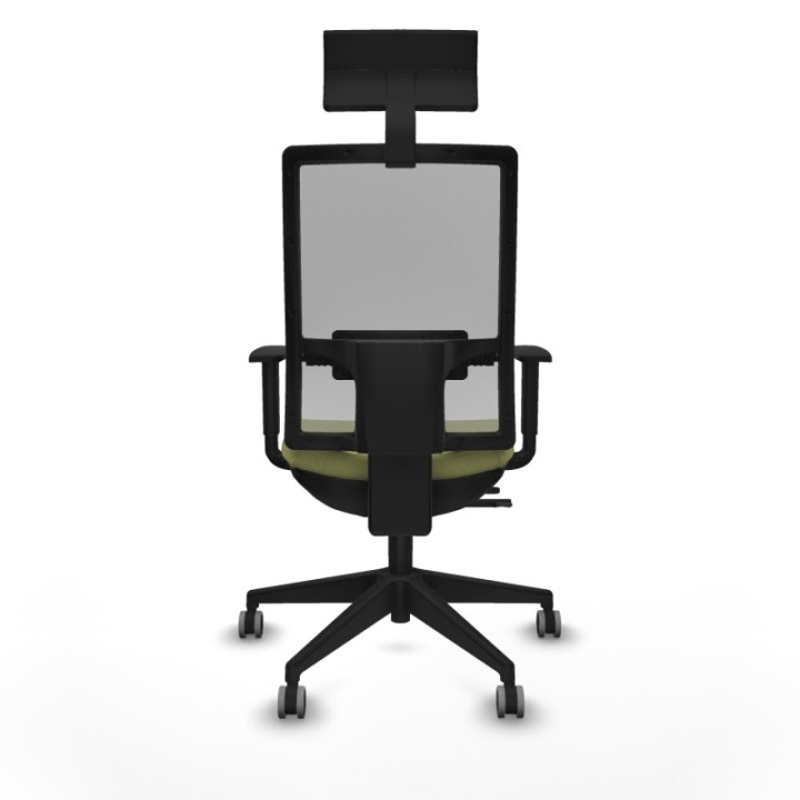 Horna traslack malla gris bali verde oliva brazos 1D base piramidal cabecero fijo ruedas 65mm engomadas