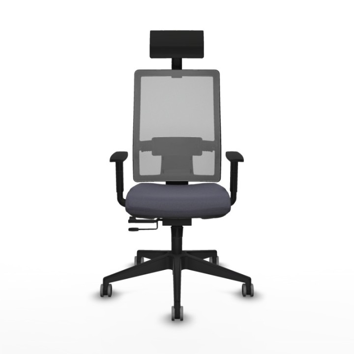 Horna traslack malla gris bali gris oscuro brazos 1D base piramidal cabecero fijo ruedas 65mm engomadas