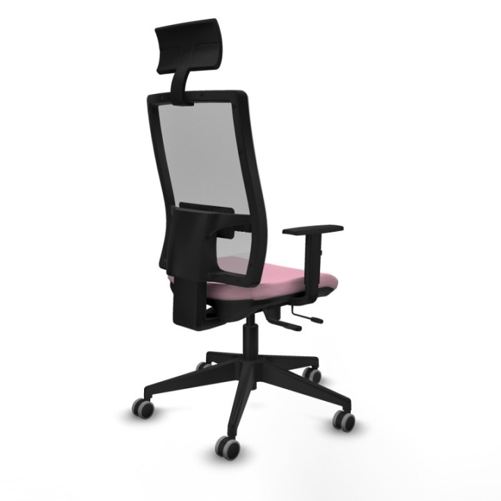 Horna traslack malla gris bali rosa brazos 1D base piramidal cabecero fijo ruedas 65mm engomadas