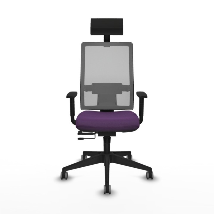 Horna traslack malla gris bali morado brazos 1D base piramidal cabecero fijo ruedas 65mm engomadas