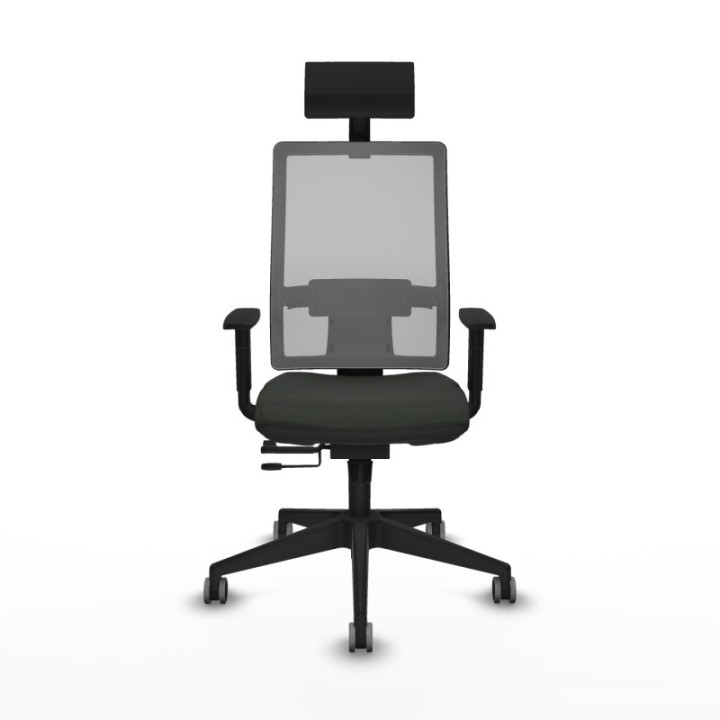 Horna traslack malla gris bali negro brazos 1D base piramidal cabecero fijo ruedas 65mm engomadas