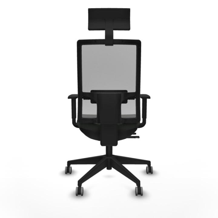 Horna traslack malla gris bali negro brazos 1D base piramidal cabecero fijo ruedas 65mm engomadas