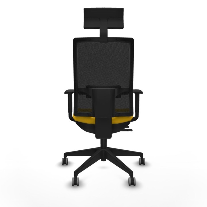 Horna traslack malla negra bali amarillo brazos 1D base piramidal cabecero fijo ruedas 65mm engomadas