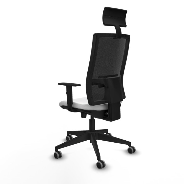 Horna traslack malla negra bali blanco brazos 1D base piramidal cabecero fijo ruedas 65mm engomadas