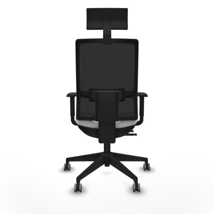 Horna traslack malla negra bali blanco brazos 1D base piramidal cabecero fijo ruedas 65mm engomadas