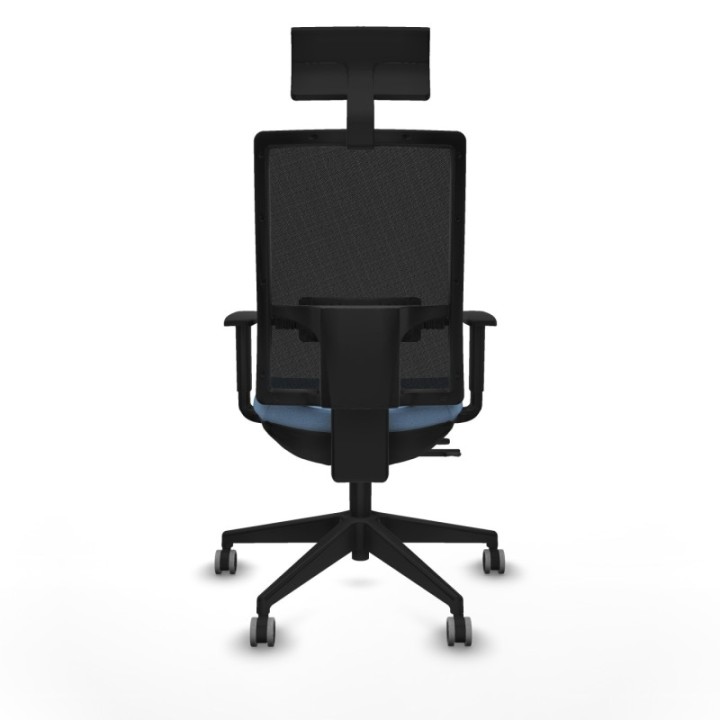 Horna traslack malla negra bali azul cielo brazos 1D base piramidal cabecero fijo ruedas 65mm engomadas