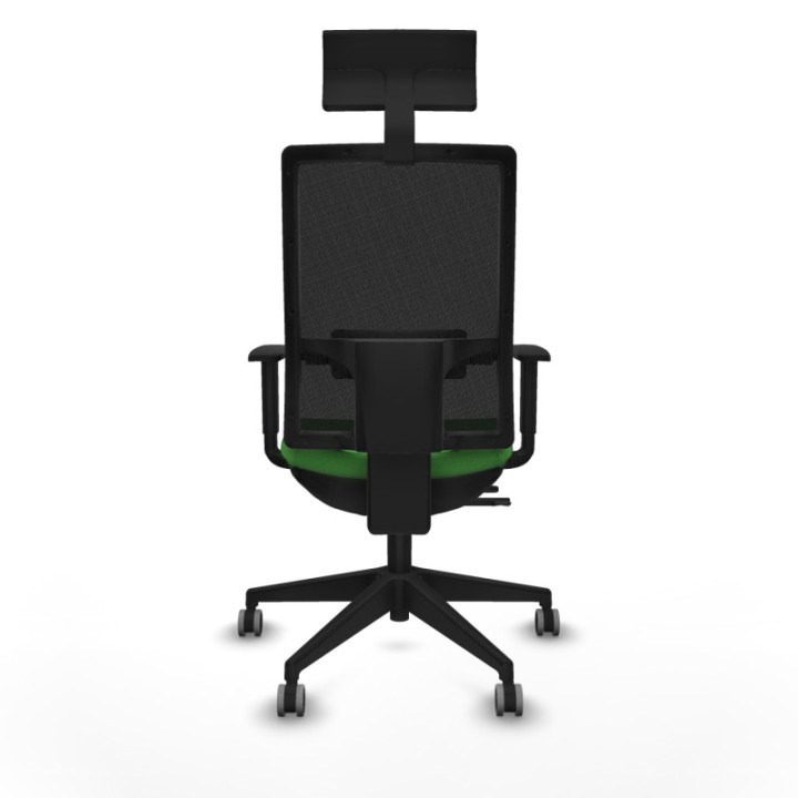 Horna traslack malla negra bali verde brazos 1D base piramidal cabecero fijo ruedas 65mm engomadas