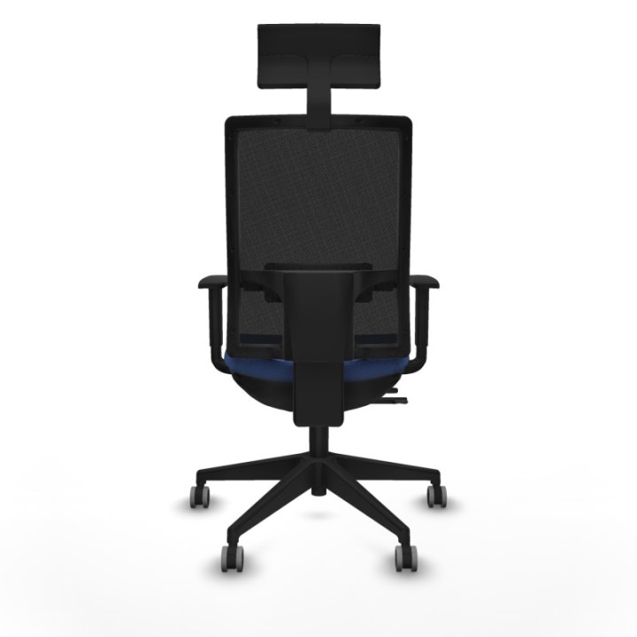 Horna traslack malla negra bali azul marino brazos 1D base piramidal cabecero fijo ruedas 65mm engomadas