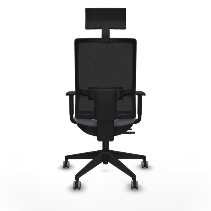 Horna traslack malla negra bali gris brazos 1D base piramidal cabecero fijo ruedas 65mm engomadas