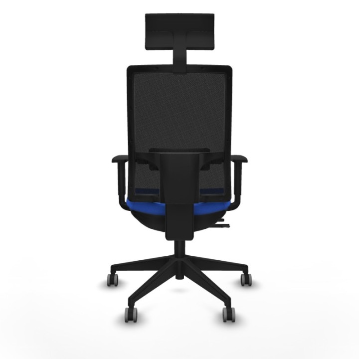 Horna traslack malla negra bali azul brazos 1D base piramidal cabecero fijo ruedas 65mm engomadas