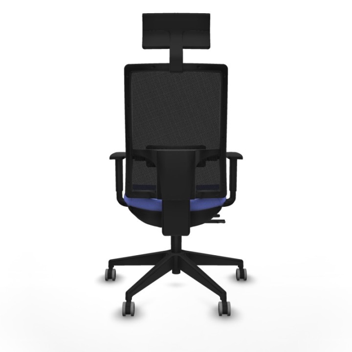 Horna traslack malla negra bali azul claro brazos 1D base piramidal cabecero fijo ruedas 65mm engomadas