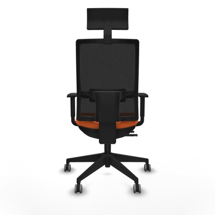 Horna traslack malla negra bali naranja brazos 1D base piramidal cabecero fijo ruedas 65mm engomadas