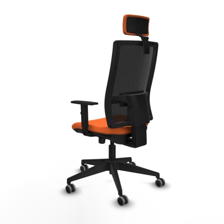 Horna traslack malla negra bali naranja brazos 1D base piramidal cabecero 2D ruedas 65mm engomadas