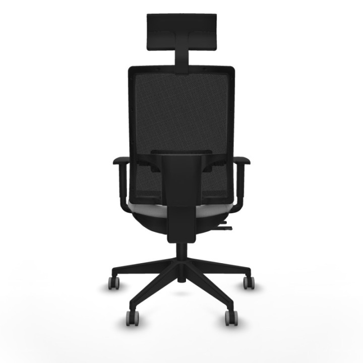 Horna traslack malla negra bali gris claro brazos 1D base piramidal cabecero fijo ruedas 65mm engomadas