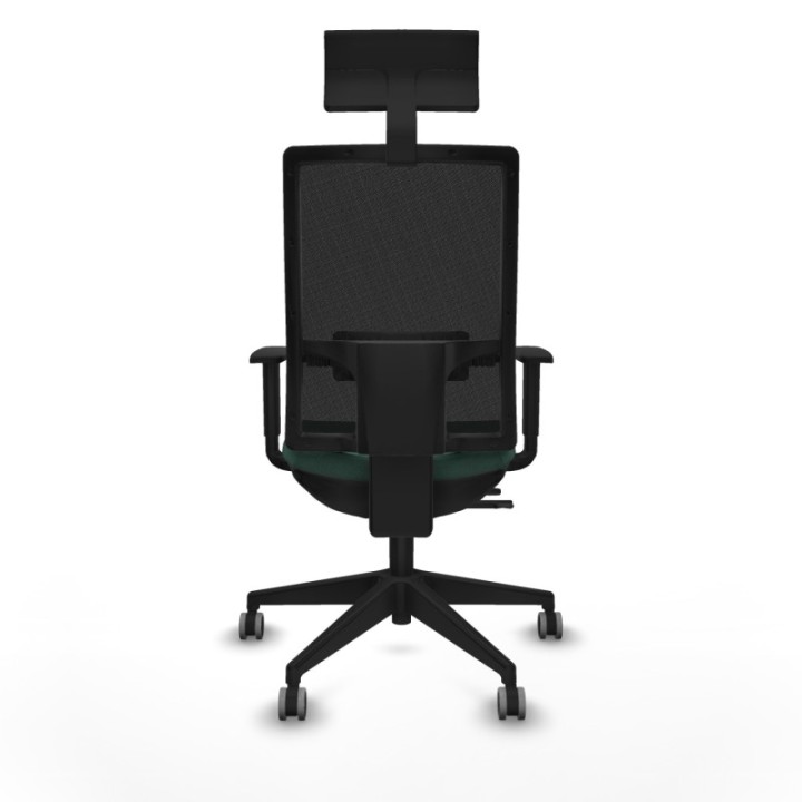 Horna traslack malla negra bali verde botella brazos 1D base piramidal cabecero fijo ruedas 65mm engomadas