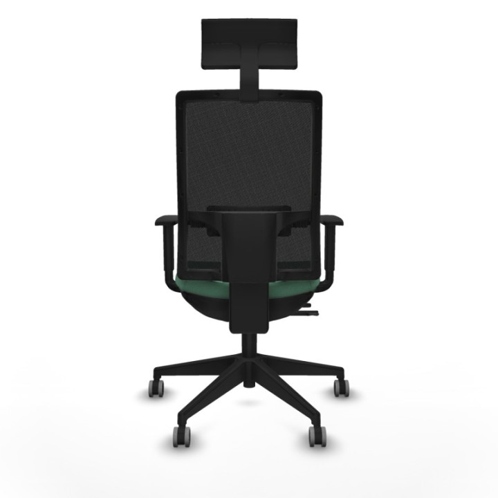 Horna traslack malla negra bali verde esmeralda brazos 1D base piramidal cabecero fijo ruedas 65mm engomadas