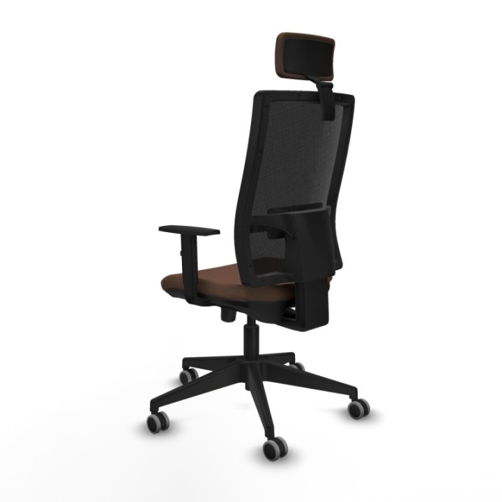 Horna traslack malla negra bali marrón oscuro brazos 1D base piramidal cabecero 2D ruedas 65mm engomadas