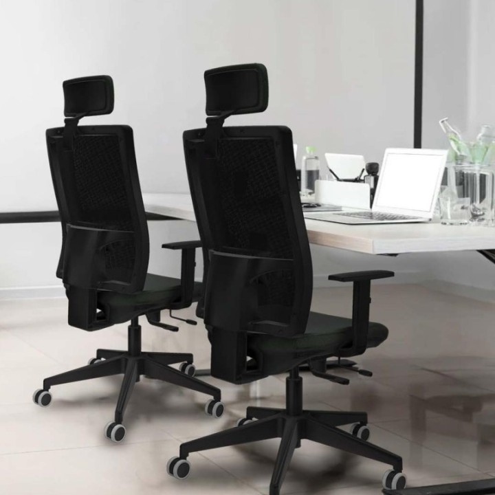 Horna traslack malla negra bali marrón oscuro brazos 1D base piramidal cabecero 2D ruedas 65mm engomadas