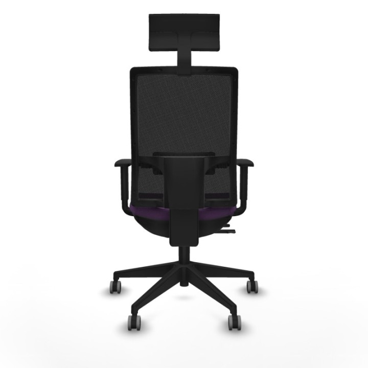 Horna traslack malla negra bali morado brazos 1D base piramidal cabecero fijo ruedas 65mm engomadas