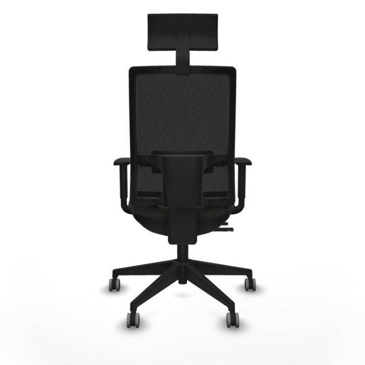 Horna traslack malla negra bali negro brazos 1D base piramidal cabecero fijo ruedas 65mm engomadas