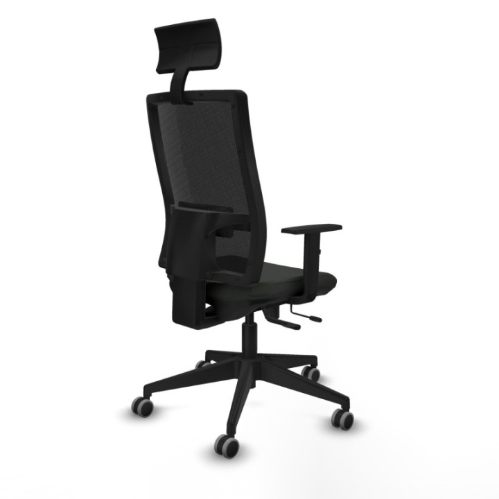 Horna traslack malla negra bali negro brazos 1D base piramidal cabecero fijo ruedas 65mm engomadas