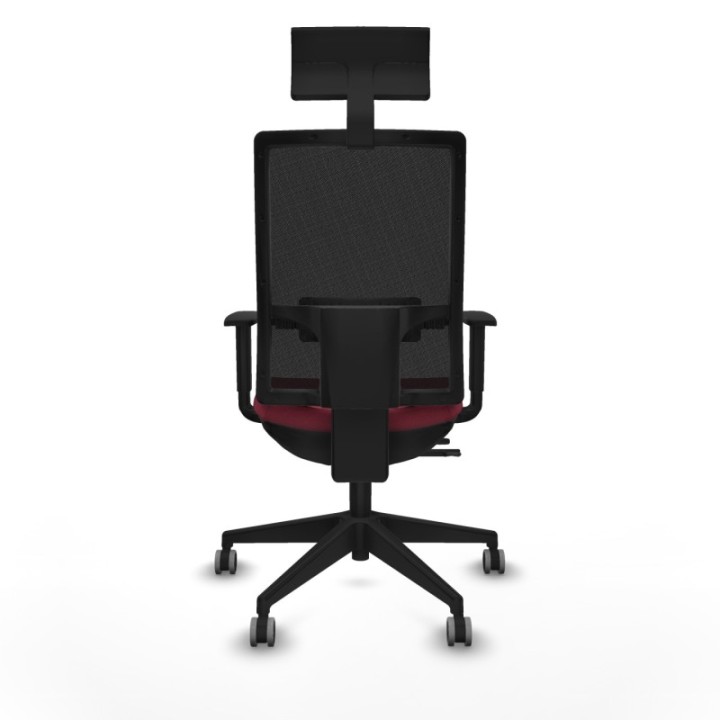 Horna traslack malla negra bali granate brazos 1D base piramidal cabecero fijo ruedas 65mm engomadas