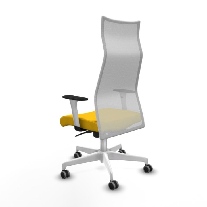 Albacete malla sincro malla blanca bali amarillo brazos blancos base blanca ruedas 65mm engomadas