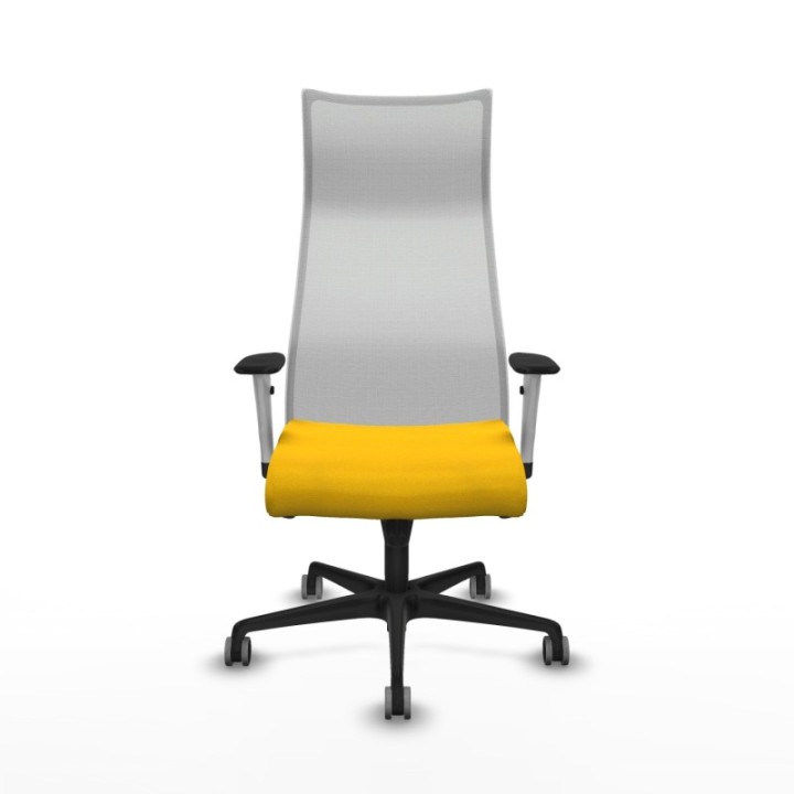 Albacete malla sincro malla blanca bali amarillo brazos blancos base nailon ruedas 65mm engomadas