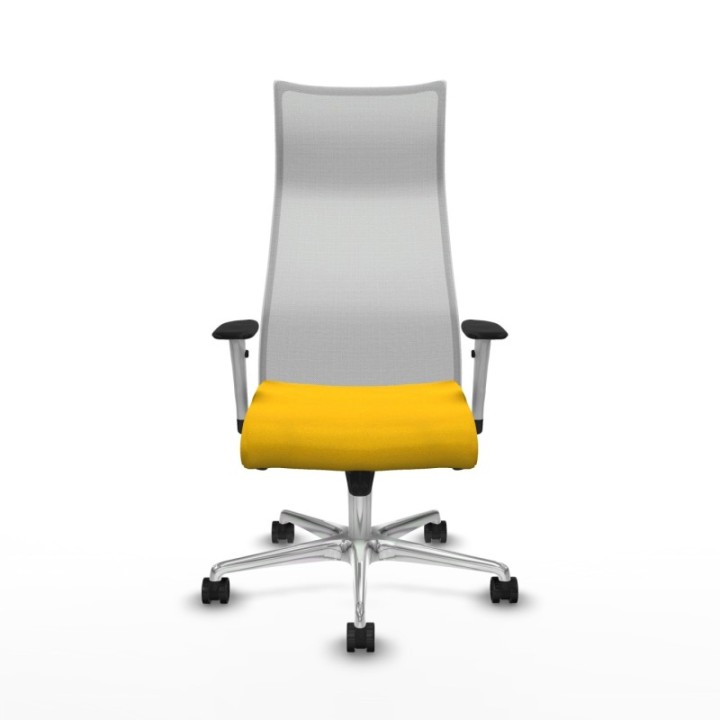 Albacete malla sincro malla blanca bali amarillo brazos blancos base aluminio ruedas 65 mm nailon