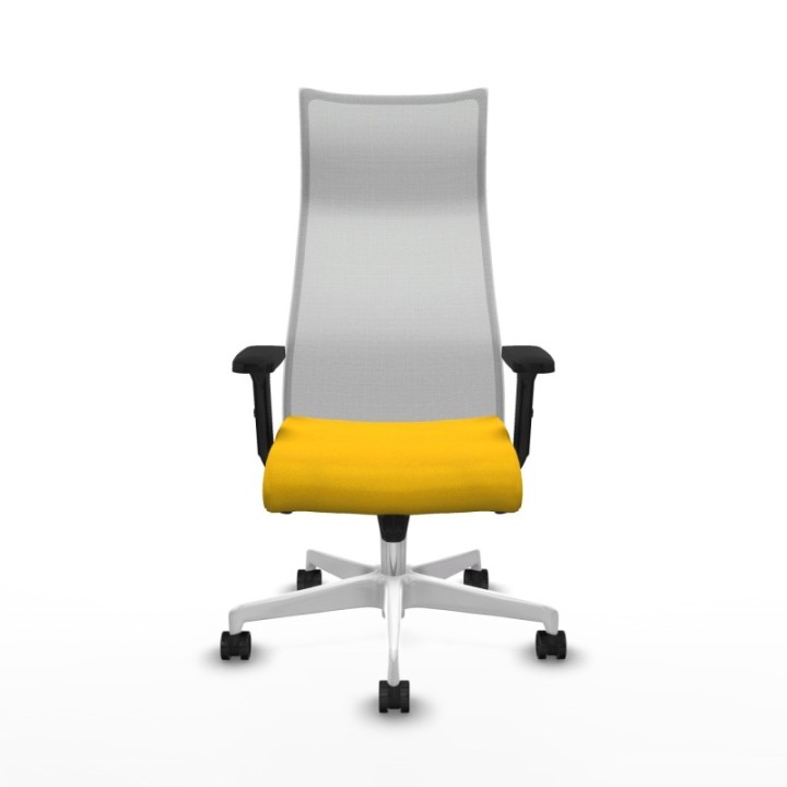 Albacete malla sincro malla blanca bali amarillo brazos 2D base blanca ruedas 65 mm nailon