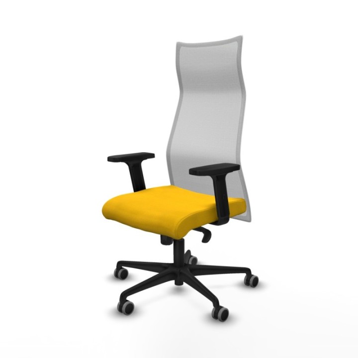 Albacete malla sincro malla blanca bali amarillo brazos 2D base nailon ruedas 65mm engomadas