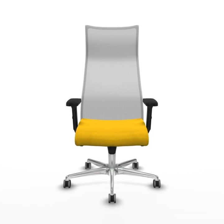 Albacete malla sincro malla blanca bali amarillo brazos 2D base aluminio ruedas 65mm engomadas