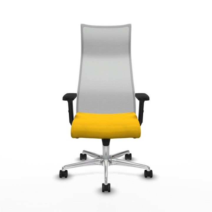 Albacete malla sincro malla blanca bali amarillo brazos 2D base aluminio ruedas 65 mm nailon