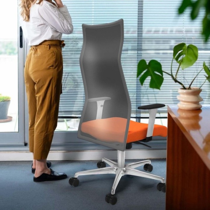 Albacete malla sincro malla blanca bali blanco brazos blancos base aluminio ruedas 65 mm nailon