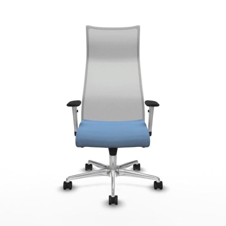 Albacete malla sincro malla blanca bali azul cielo brazos blancos base aluminio ruedas 65 mm nailon