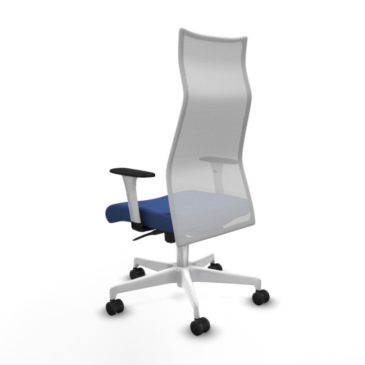 Albacete malla sincro malla blanca bali azul marino brazos blancos base blanca ruedas 65 mm nailon