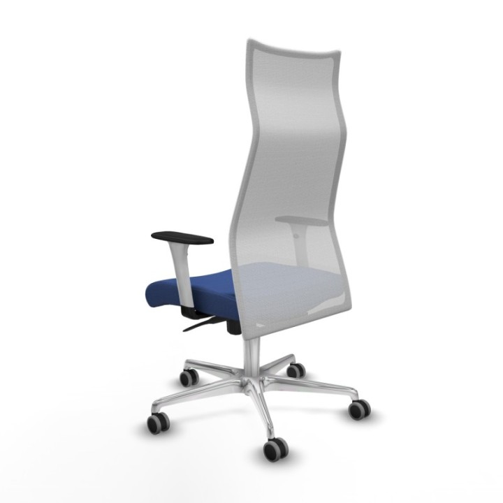 Albacete malla sincro malla blanca bali azul marino brazos blancos base aluminio ruedas 65mm engomadas