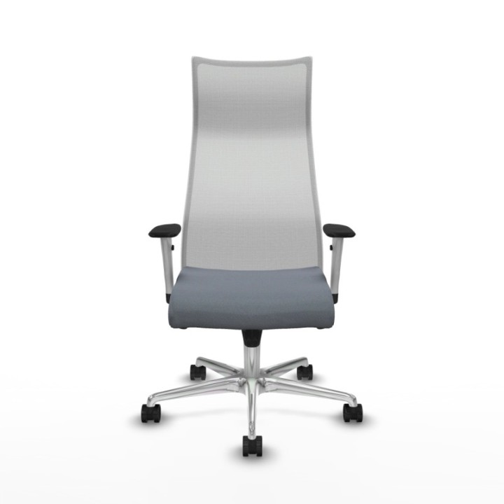 Albacete malla sincro malla blanca bali gris brazos blancos base aluminio ruedas 65 mm nailon