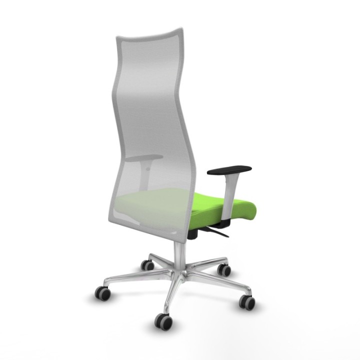 Albacete malla sincro malla blanca bali pistacho brazos blancos base aluminio ruedas 65mm engomadas