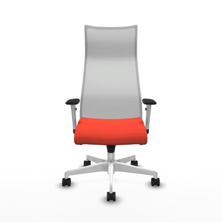 Albacete malla sincro malla blanca bali naranja oscuro brazos blancos base blanca ruedas 65 mm nailon