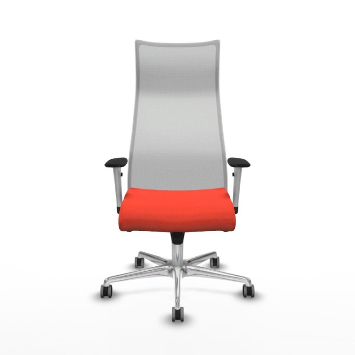 Albacete malla sincro malla blanca bali naranja oscuro brazos blancos base aluminio ruedas 65mm engomadas