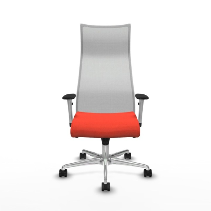 Albacete malla sincro malla blanca bali naranja oscuro brazos blancos base aluminio ruedas 65 mm nailon