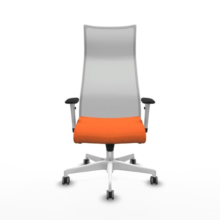 Albacete malla sincro malla blanca bali naranja brazos blancos base blanca ruedas 65mm engomadas