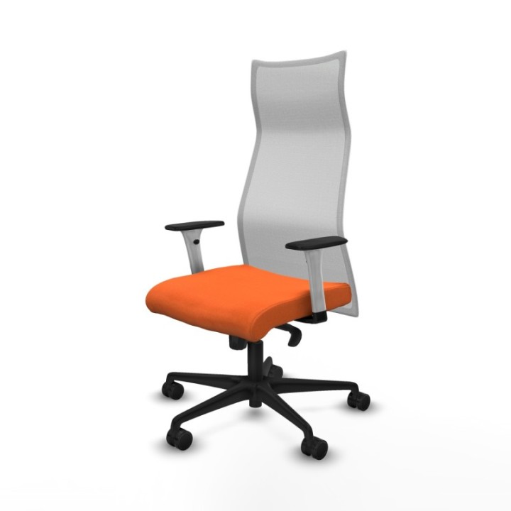 Albacete malla sincro malla blanca bali naranja brazos blancos base nailon ruedas 65 mm nailon